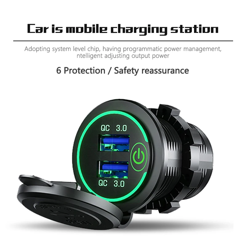 

Автомобильная водонепроницаемая розетка с двумя USB-портами, 3,0 в, 36 Вт