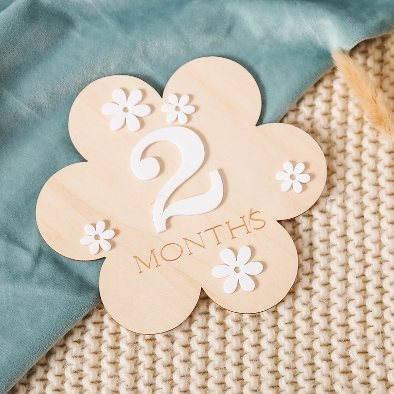 Neugeborenen Fotografie Zubehör Blume Meilenstein Baby Zubehör Neugeborenen Fotografie Requisiten Holz Aufkleber Schießen Requisiten Geschenke – Detail 15