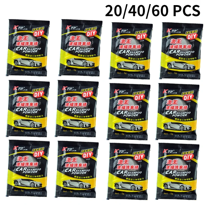 Car Detailing Cleaner Car Cleaning Tool 20/40/60 Pcs Car Wash Powder Car Cleaning Shampoo Multifunctional Cleaning Tools Soap Powder Windshield Wash Accessories