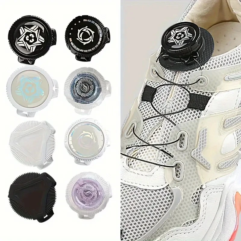 NO Tie Wire rope Shoelaces,Rotating Button Shoe Laces Kit For Kids and Adult Spin Shoe buckle Fixed Buckle
