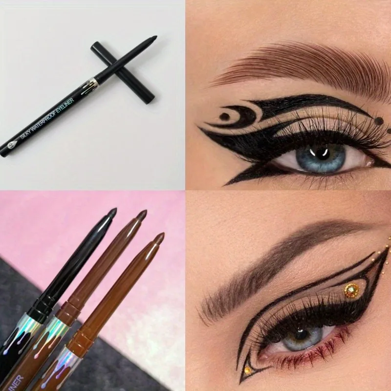 Waterproof Black Brown Eyeliner Gel Pencil Ultra-fine Matte Smooth Quick Dry Non-Smudge Easy Wear Eyeliner Pen Makeup For Eyes_voghion.com