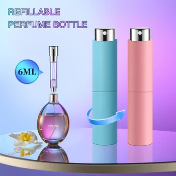 6ml Rotating Perfume Atomizer Portable Bottom-filling Travel Mini Perfume Refillable Bottles Empty Cosmetic Containers Spray