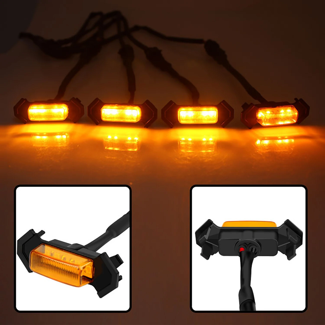 4pcs Raptor Style Car Grille Light Front Grille Lighting Amber White LED Grill Mount Light Lamp for-Toyota Tacoma
