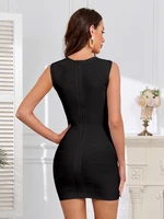 Robe de soirée moulante BEAUKEY de luxe, sexy, à décolleté plongeant en V, à rayures, mini, pour célébrités, en tricot élastique 6