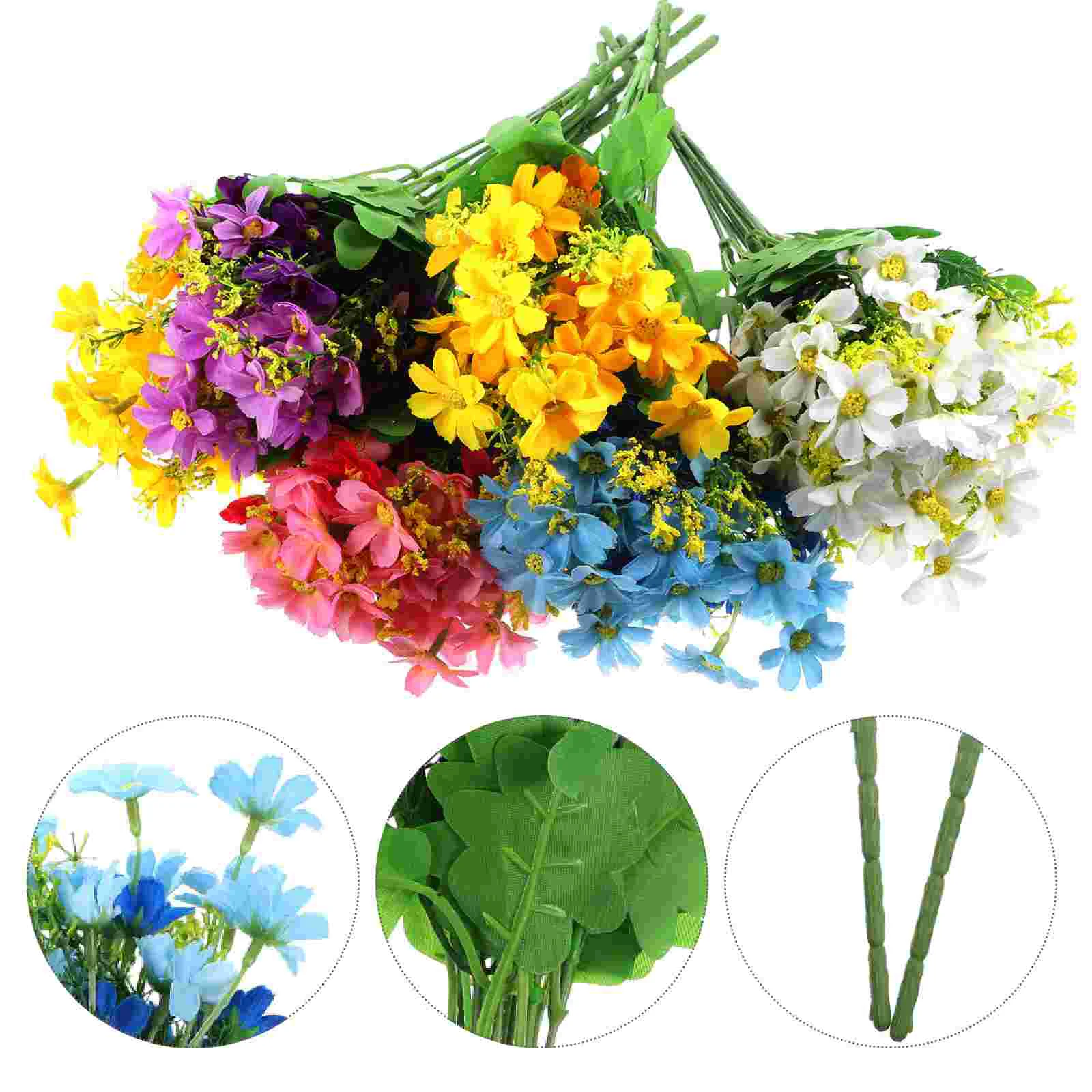 

10 Pcs Artificial Flower Fake Flowers Bouquet Daisies Indoor Vase Wedding Ceremony Decorations Plastic Bulk for