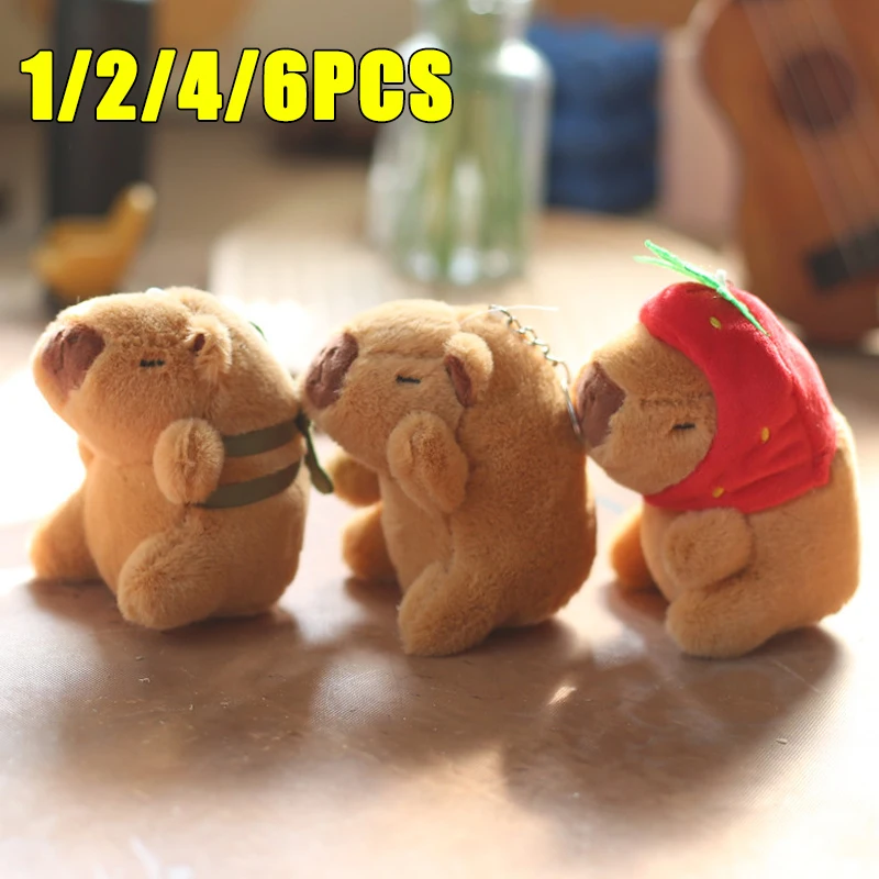 1/2/4/6PCS PP Cotton Net Capybara Water Dolphin Pendant Plush Toy Doll Bag Charm Keychain