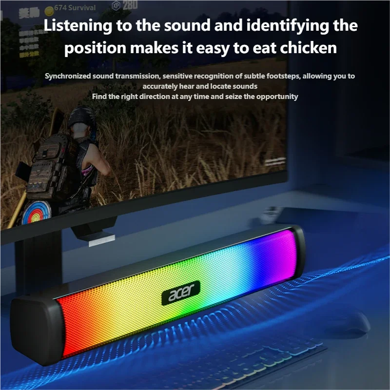 Acer RGB Bluetooth Stereo Soundbar with 3D Surround and USB Connectivity