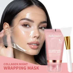 Revitalizing Korean Collagen Peel - Off Face Mask for Women - Anti - Wrinkle & Lifting Overnight Treatment (And brush)