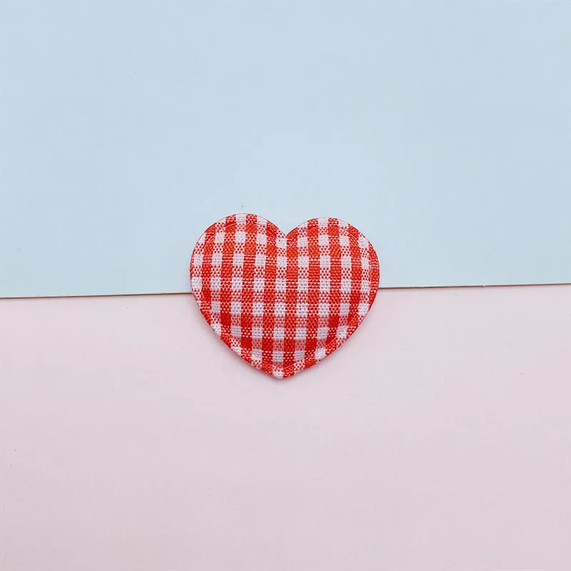70pcs 3x2,5 cm Gitter Stoff Herz gepolsterte Applikationen für DIY Haars pange Zubehör Kleidungs stück Kopf bedeckung Dekor Patches – Detail 13
