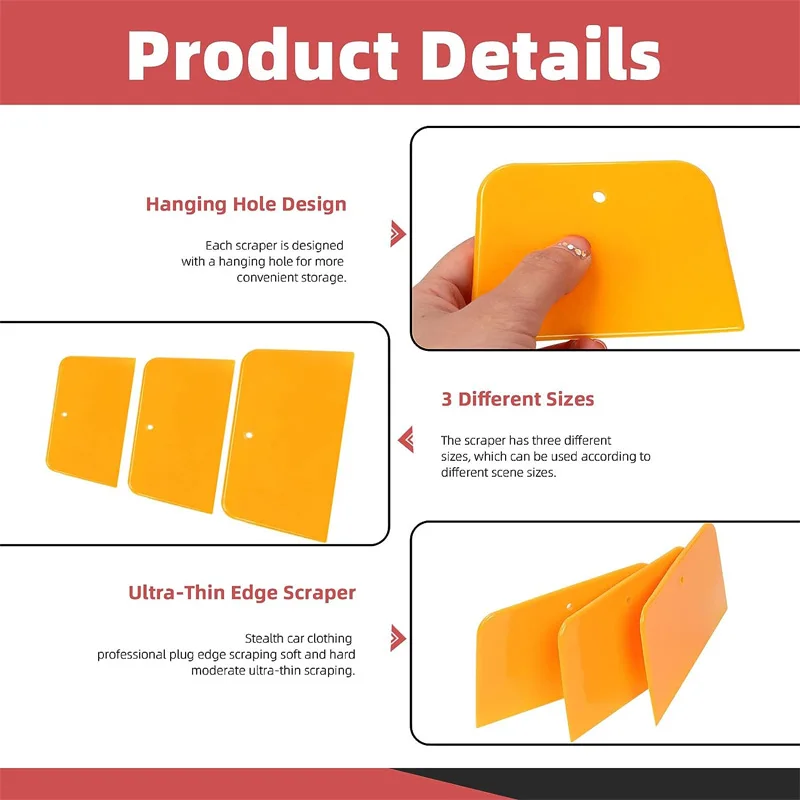 Automotive Body Filler Spreader Car Body Filler Spreader 4 5 6 Inch Reusable Plastic Scraper Set