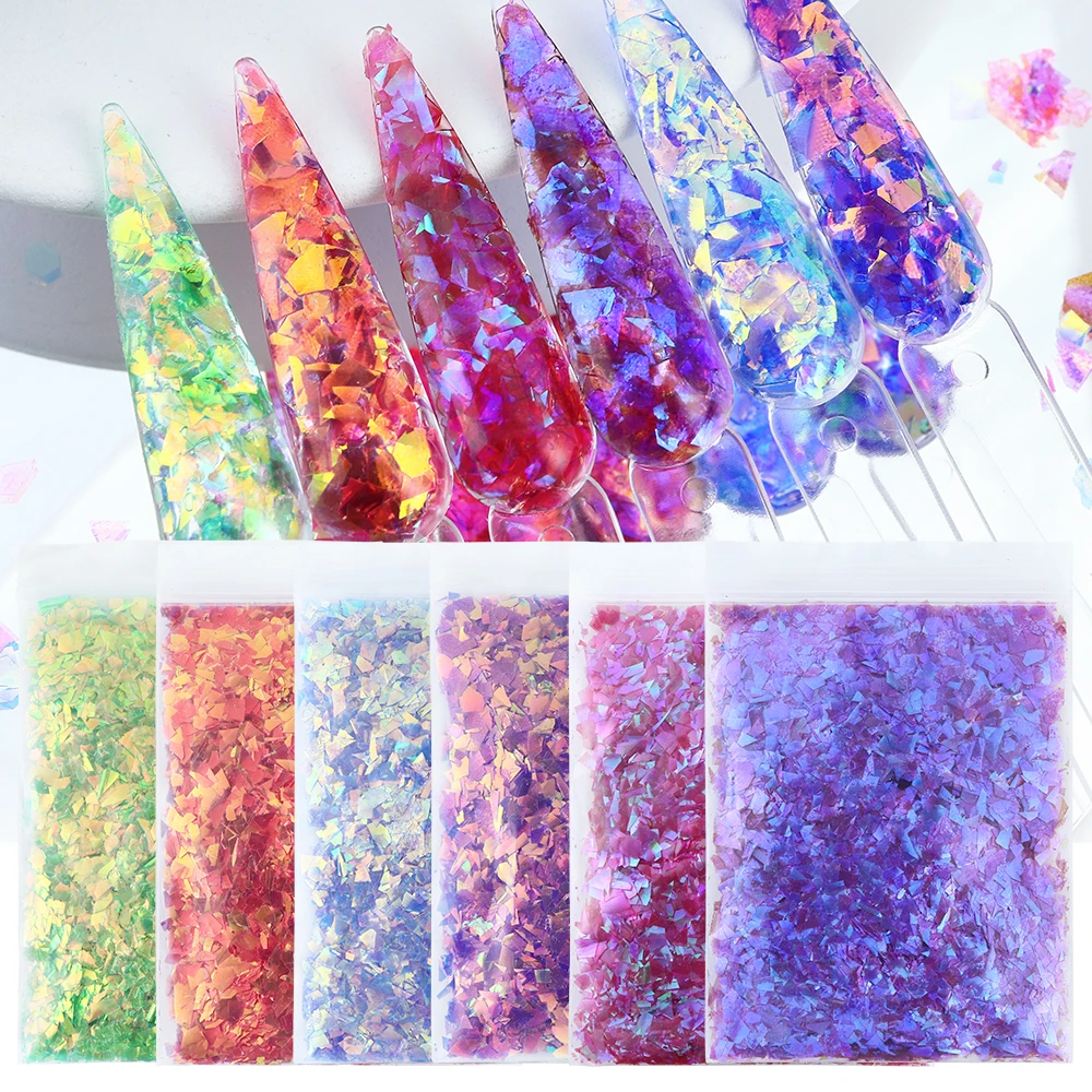 

10 g Iridescent Nails Accessories Irregular Glitter Flakes Neon Large Fragment Summer For Nail Art Supplies And Decorations DIY