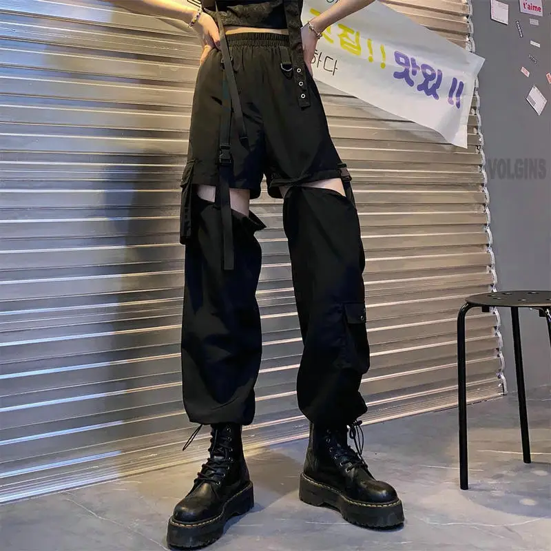Cargo Pants Women 2023 Fashion Punk Jogger Trousers Harajuku Streetwear  Spring Ankle-Length Men Black Harem Pants Oversized