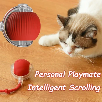 Cat Interactive Ball Toys Automatic Rolling Ball Faux Tail Rechargeable Smart Pet Electric Toy Dog Cat Training Imitate Mouse 3