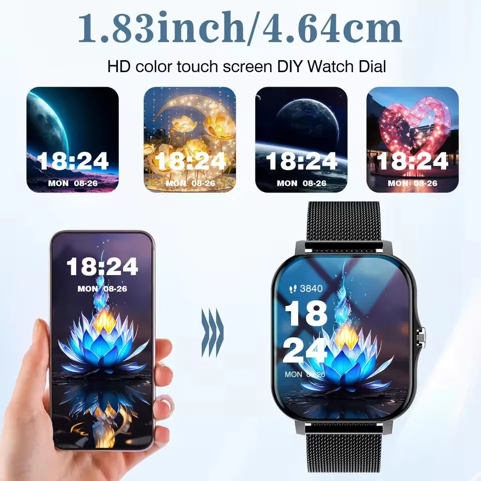 2026 New Smartwatch for Android/IOS Heart Rate/Sleep Monitor Fitness Tracker Bluetooth Call Smart Watch For Men Women Gift HW12 2