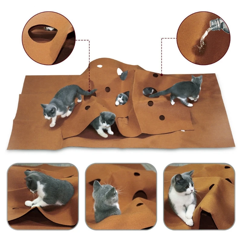 Cat Activity Play Mat Scratch-Resistant Kitten Cat Hiding House 100*100cm Cat  Play Mat With Holes Pet Supplies Accessories - AliExpress