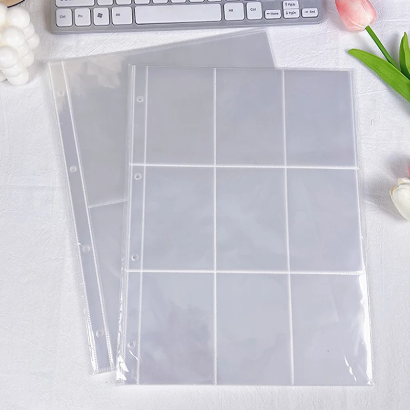 A4 Clear Photo Album Refill Pages File Protector 4 Holes 9 Ring Binder for Photocards Cards Notebook 10Pcs