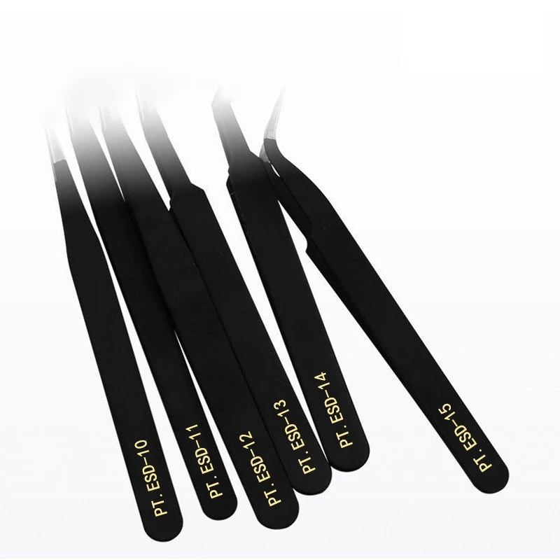 Stainless Steel Tweezers Anti Static Fine Pointed Elbow Precision Tweezers Soldering Tools Industrial Tool ESD10-ESD15 precision tweezers,tweezer tool,esd anti static tweezers,soldering tweezers