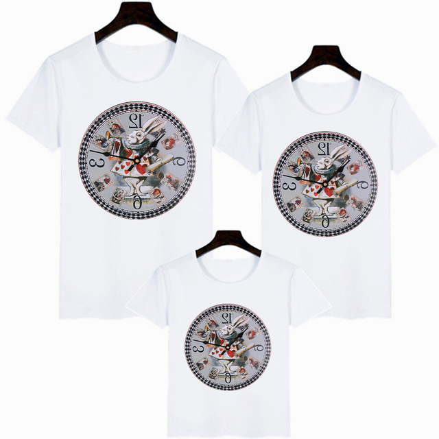 Shirts Disney Summer Popular Alice in Wonderland Family Look Outfits Parent Child Comfy Leisure Exquisite Tea Time T-Shirts