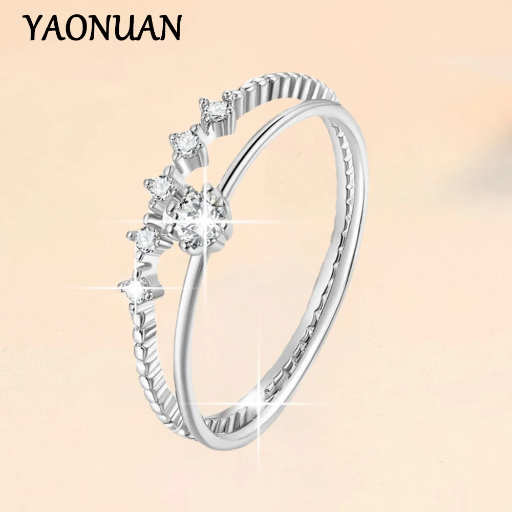 

YAONUAN 0.1 Carat Moissanite 925 Sterling Silver Rings For Women Engagement Luxury Jewelry, Certificado GRA Lnclude Ring Box