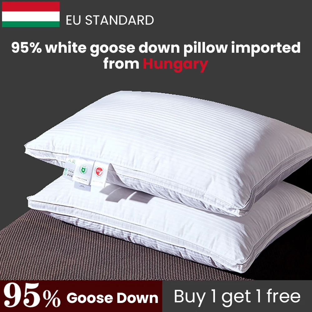 Down Pillows 95% white goose down suite pillow home cervical spine sleep Neck Support Pillow