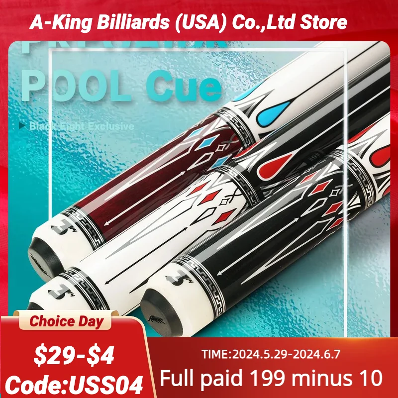 

PREOAIDR 3142 Angel Billard Pool Cue Maple Carbon Shaft Black Technology 12.5/11.8/10.8mm Rainbow Tip Uni-lock Joint Free Gifts