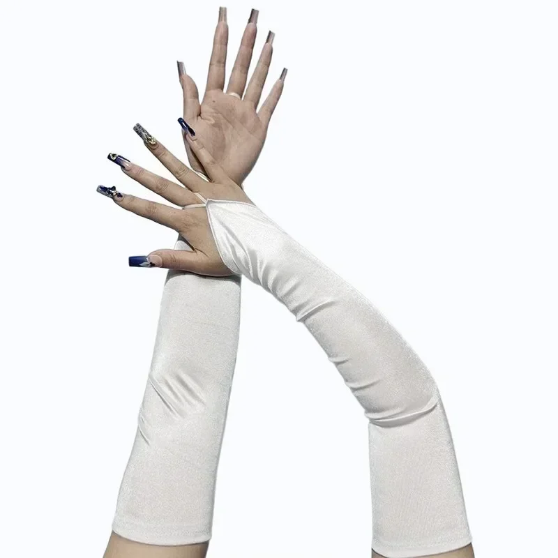 1920er Jahre Maskerade langer Stil Haken fingerlose Satinhandschuhe Braut Hochzeitskleid Sonnenschutz Fotografie Handschuhzubehör – Detail 12