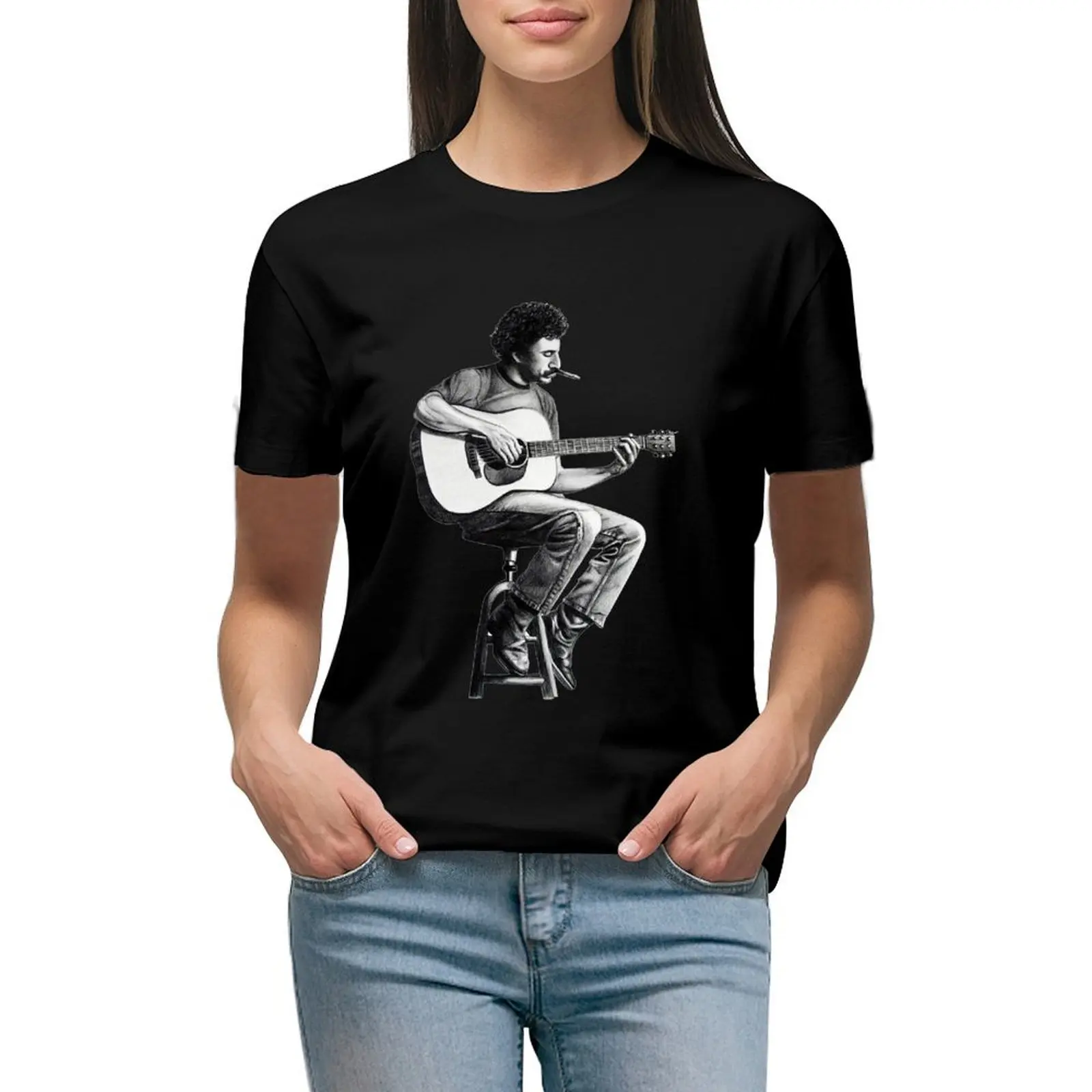 

Classic Popart Jim Croce 70s Rock T-shirt lady clothes Female clothing Short sleeve tee t shirts for Women loose fit