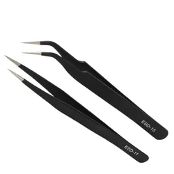 WOSAI – pincettes droites courbes antistatiques, pincettes de précision en acier inoxydable, réparation de téléphone iPad puces IC réparation de carte mère 