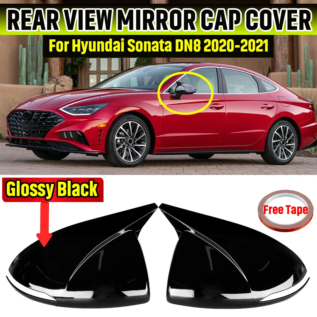 Pair Car Side Rearview Mirror Cover Cap Mirror Shell Case Trim For