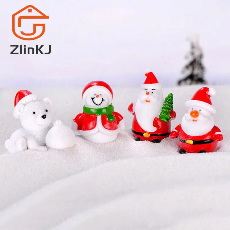 Mini Resin Christmas Decoration Santa Claus Snowman Model Christmas Tree Miniature Figurines Home Decoration