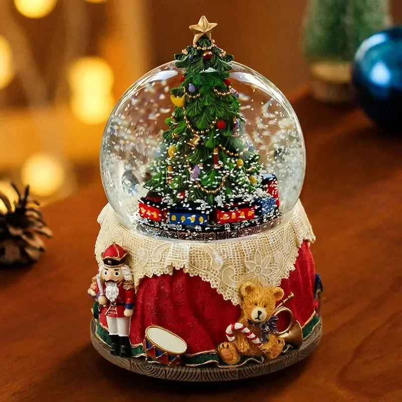 

Crystal Ball Christmas Music Box Photos Water Balloon Snowball Attractions Snow Globe Resin Craft Decoration Christmas Gift