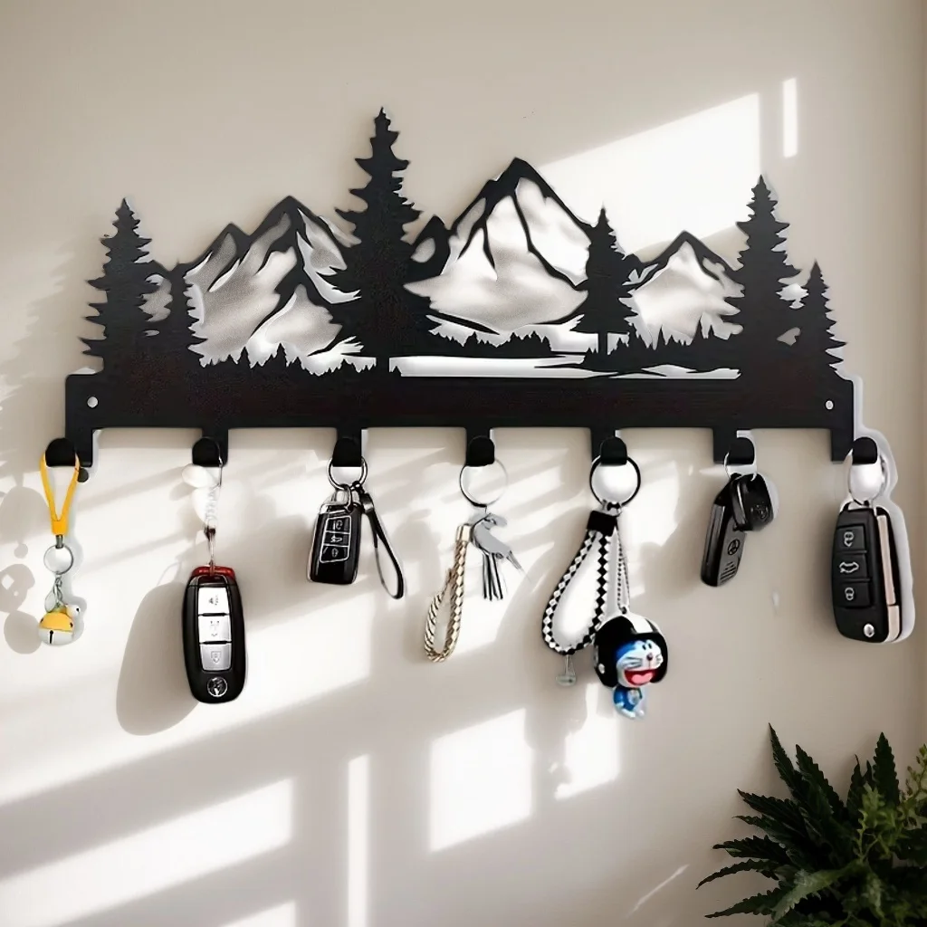 1PCS Easy Install Wall Mount Metal Key Hook Charming Forest Design for Towels Hats Purses Stylish Entrance Bathroom Dec