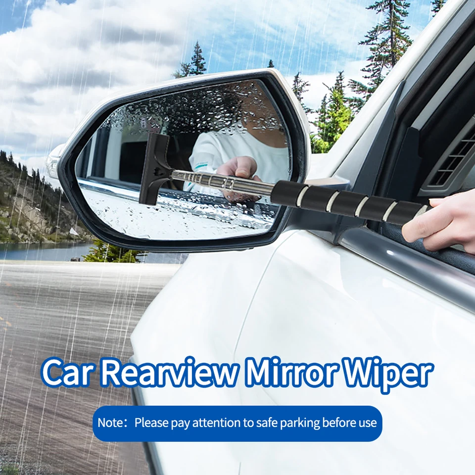Extendable Car Rearview Mirror Wiper Telescopic Car Mirror Wiper Long Handle Car Cleaning Tool Rearview Mirror Glass Defogger
