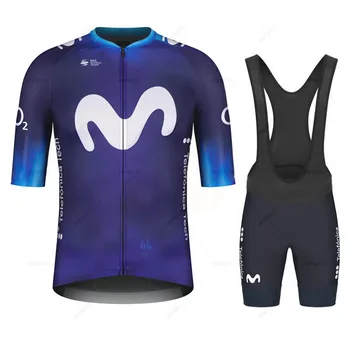 Movistar Team Ciclismo Jersey Set para Homens, Anti-UV, respirável Bicicleta Jerseys, MTB Esporte, Bike Vestuário, Verão