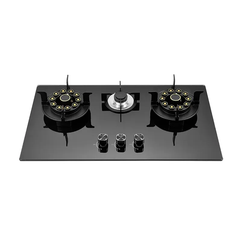 Flip Top gas cooker LPG gas cooktops glass top battery 3 burner gas stove for kitchen 5