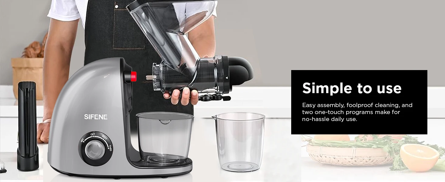 Slow Masticating Cold Press Juicer Machine Juice Maker with Dual Mouth