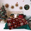 1PC Throw Christmas Red Plaid Flannel Blanket Snowflakes Xmas Holiday Throw Soft Lightweight Decorative Blankets Throws Gifts 6