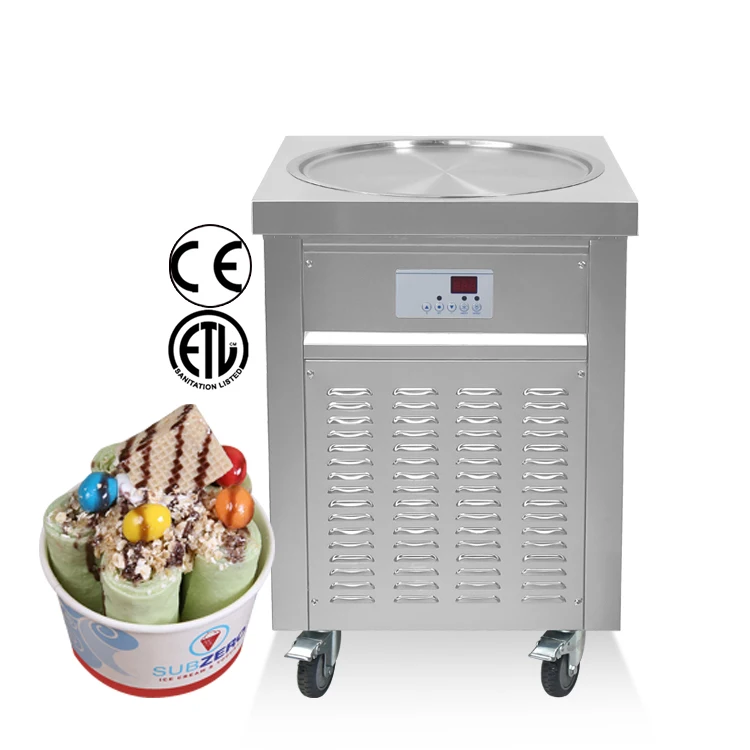 

NSF CE ETL RoHs CE kolice 50CM round pan USA ice roll machine/rolled ice cream machine/stir ice cream maker roll