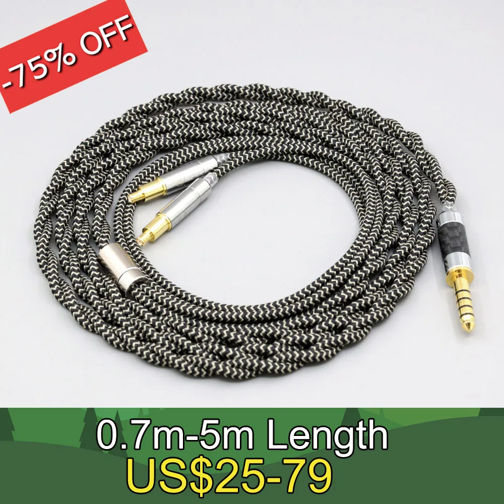 

2 Core 2.8mm Litz OFC Earphone Shield Braided Sleeve Cable For Audio Technica ATH-ADX5000 ATH-MSR7b 770H 990H A2DC LN008056