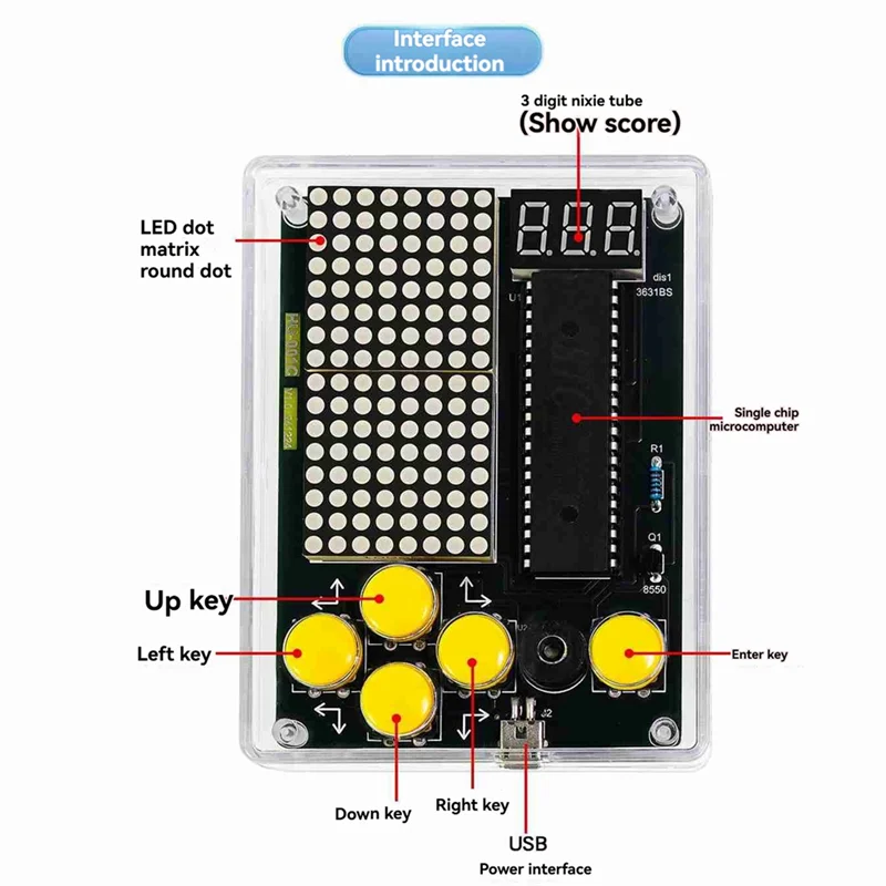 X49A-DIY 게임 키트 게임 콘솔 생산 키트 DIY 용접 훈련 전자 클리어 쉘