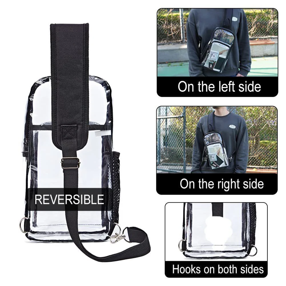 Transparent Crossbody Bag PVC Waterproof Sports Pack Protable Simple Chest Bag Fanny Pack for Outdoor Stadium Travel Water Sport