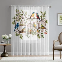 2 Pieces HD Digital Seven Color Bird Flower Figure Printed Window Valance Home Decorating Style Decorative Living Room Bedroom R 2