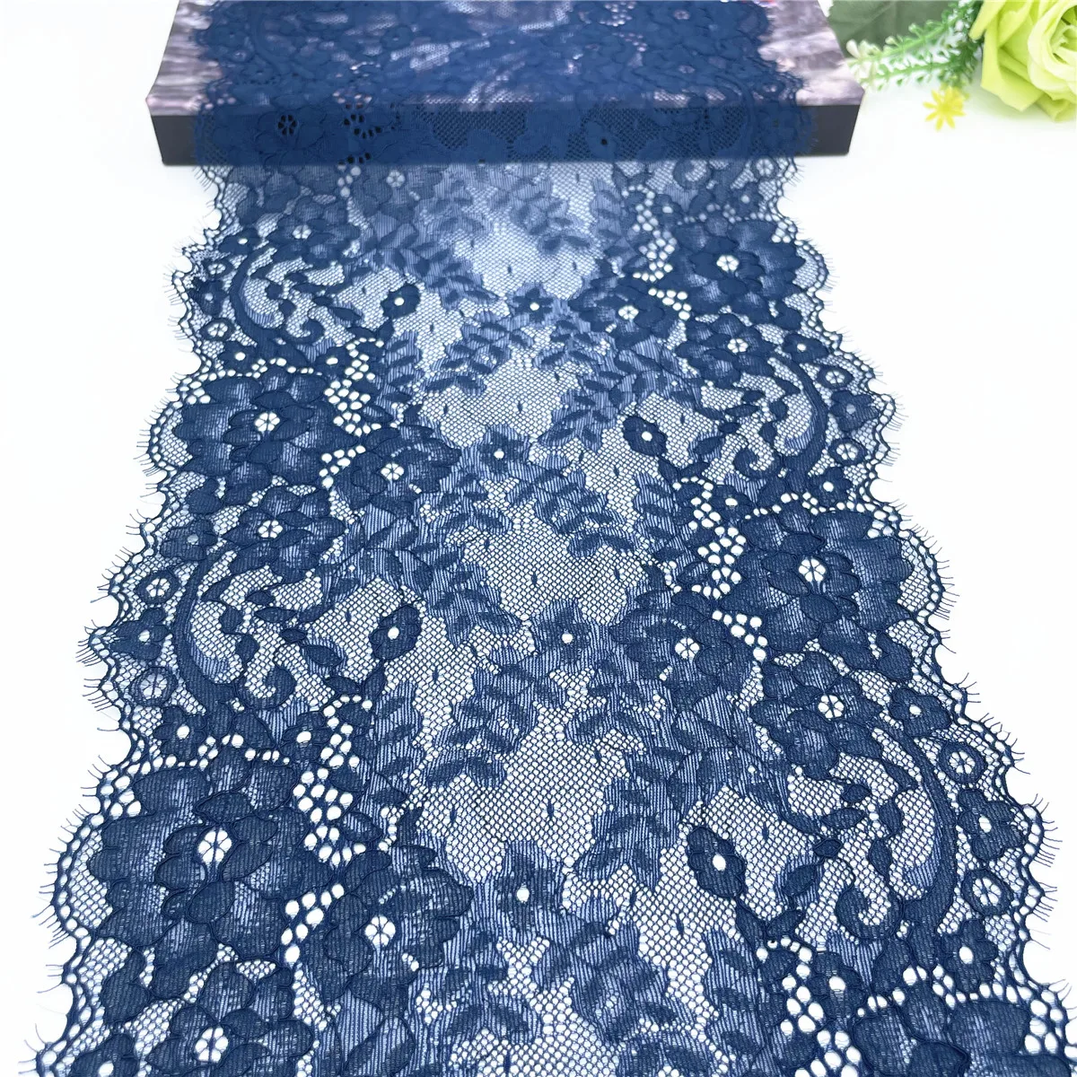 3y/lot 21.50cm 3 Colors Black Blue Eyelash Elastic Stretch Lace trim Skirt Hem Underwear Sewing Craft DIY Apparel Fabrics Lace 1