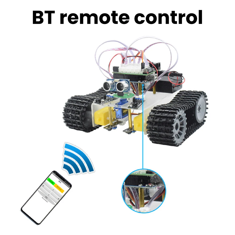 Kit Robot Tank Chenilles Arduino Uno Bluetooth Ultrason