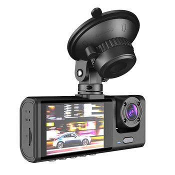 Telecamera DVR per Auto a 3 Obiettivi, Visione Notturna, Registrazione in Loop, Schermo IPS da 2 Pollici, Registratore Video 1080P, DVR Universale per Veicoli