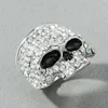 Gothic Skull Finger Rings for Men Women Rock Hiphop Crystal Black/Silver Color Ghost Head Biker Ring Punk Fashion Jewelry Gifts 3