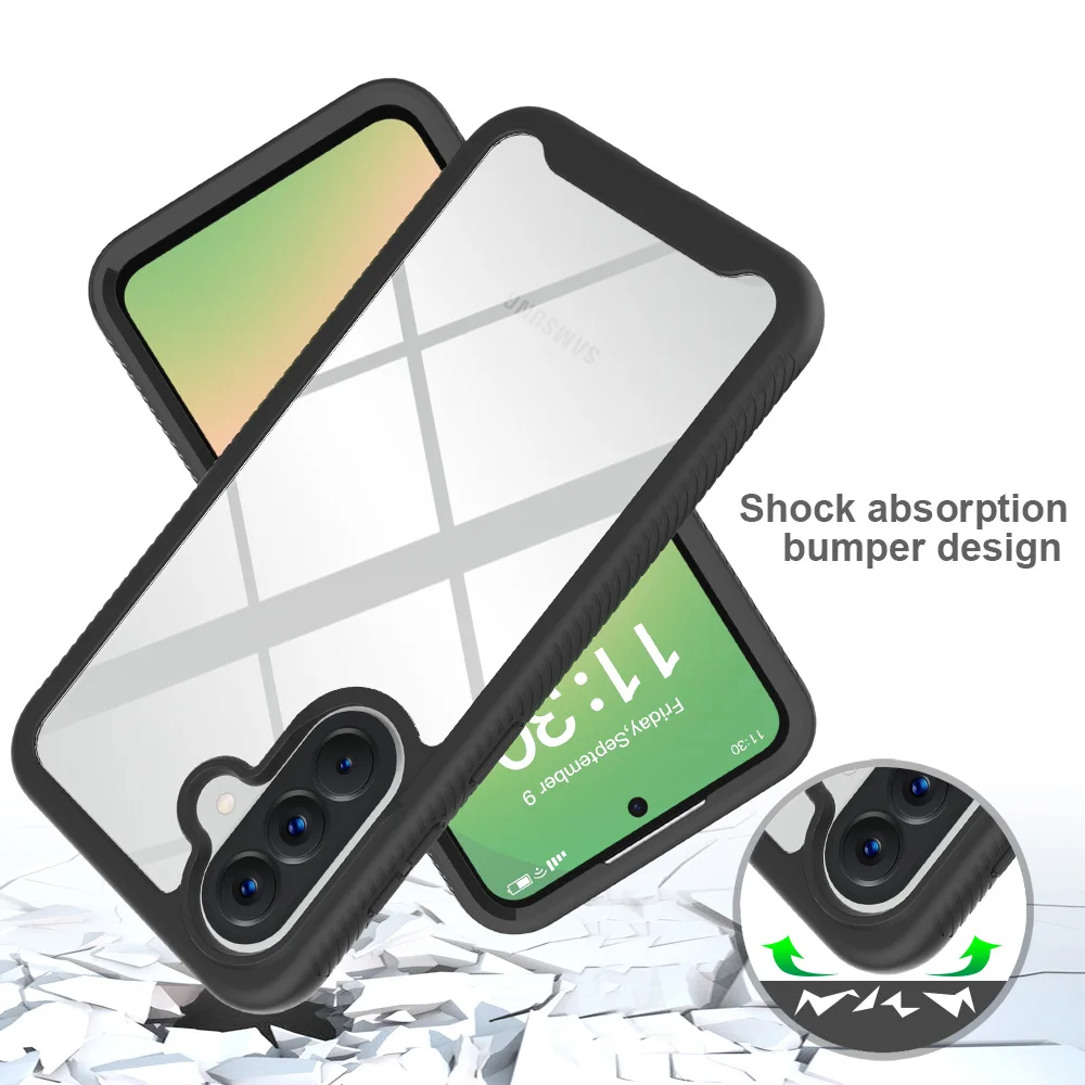 Hybrid Armor Shockproof Transparent Phone Case with TPU Plastic Frame