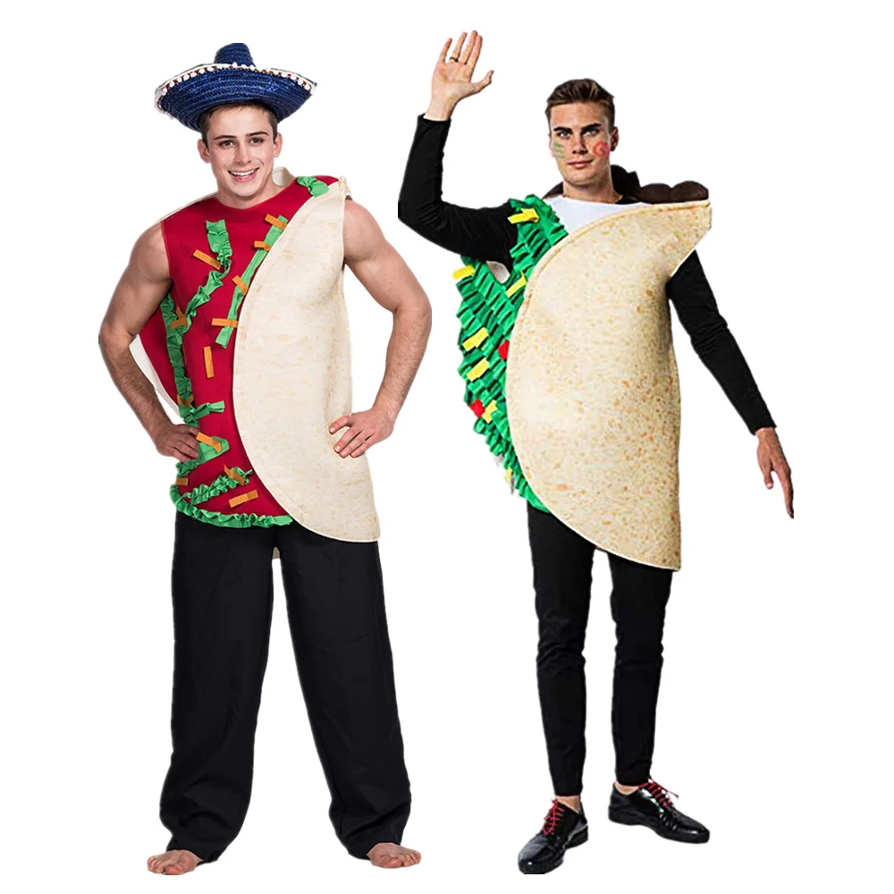 Volwassen Grappige Mexico Taco Kostuum Mannen Halloween Burrito Voedsel  Cosplay Outfits Carnaval Pasen Purim Fancy Dress - AliExpress, image size:1000x1000