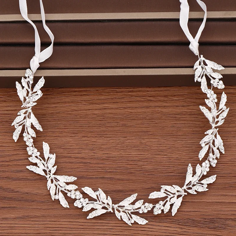 Rhinestone Crystal Leaf Headband Tiara Hairband For Women Bride Party Wedding Bridal Hair Accessories Jewelry Band Headband Gift