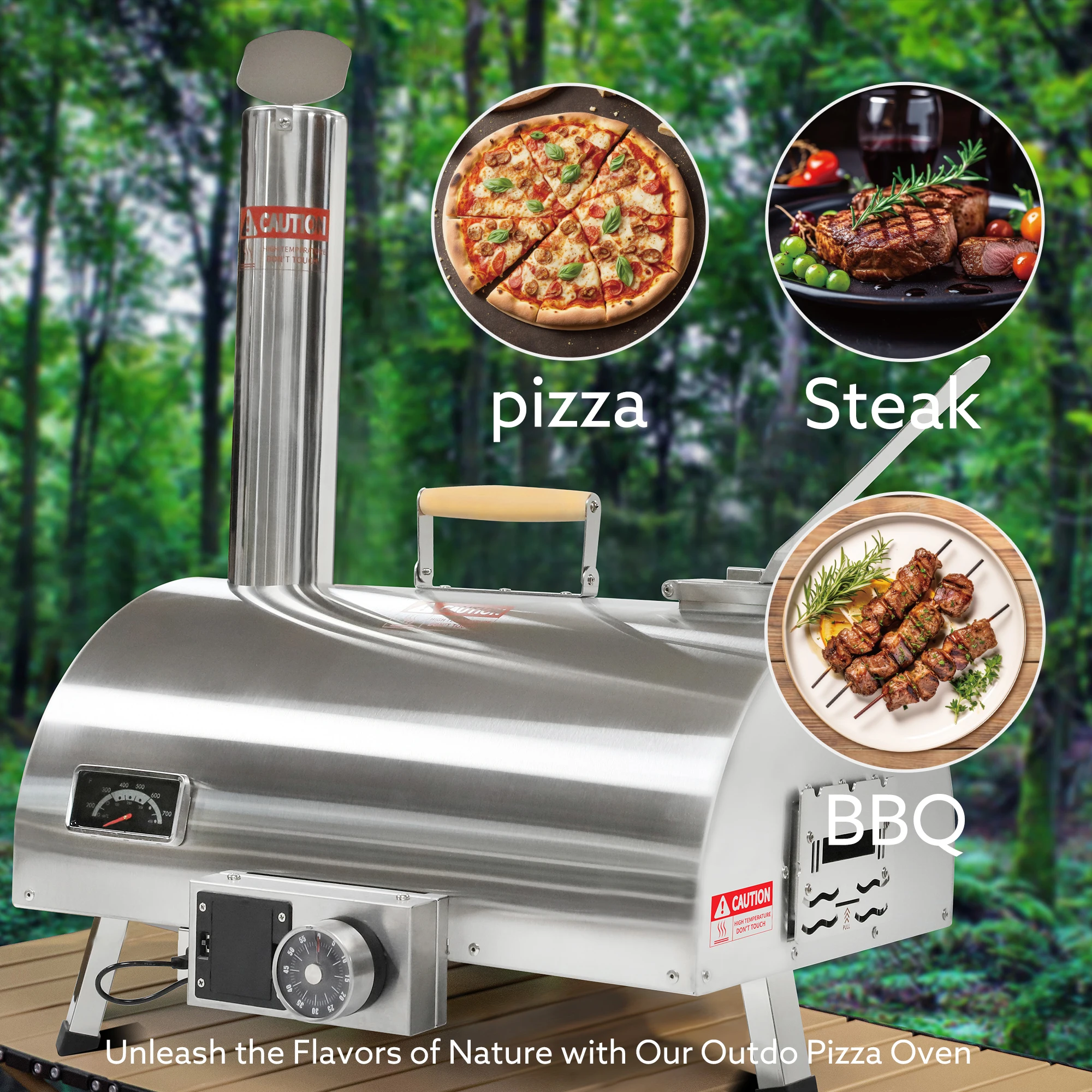 12inch Automatic Rotatable Pizza Ovens Propane and Wood Fired Pizza Maker Multi-Fuel Gas Ovens w/Gas Burner, Cutter, Pizza Stone 4